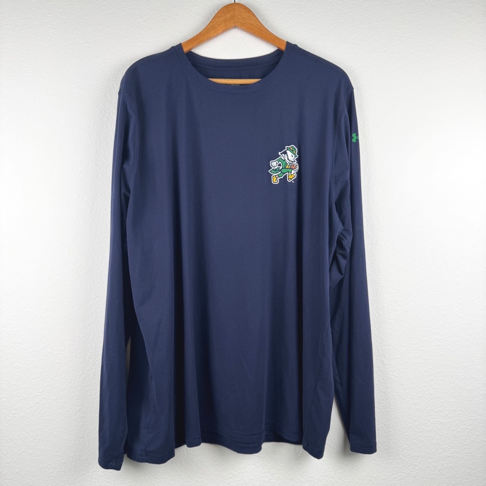 Under Armour Notre Dame Shirt Mens XL Navy Blue Excellent Athleisure UM0748